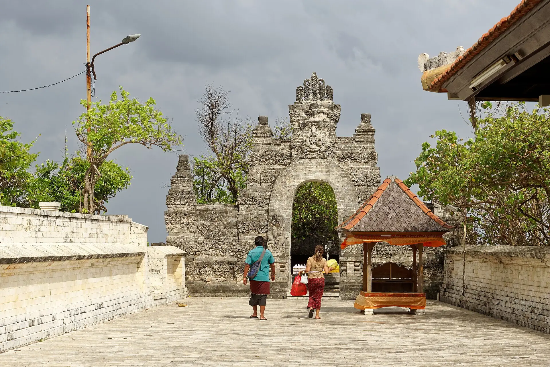 The carved stone gate of Uluwatu Temple in Bali