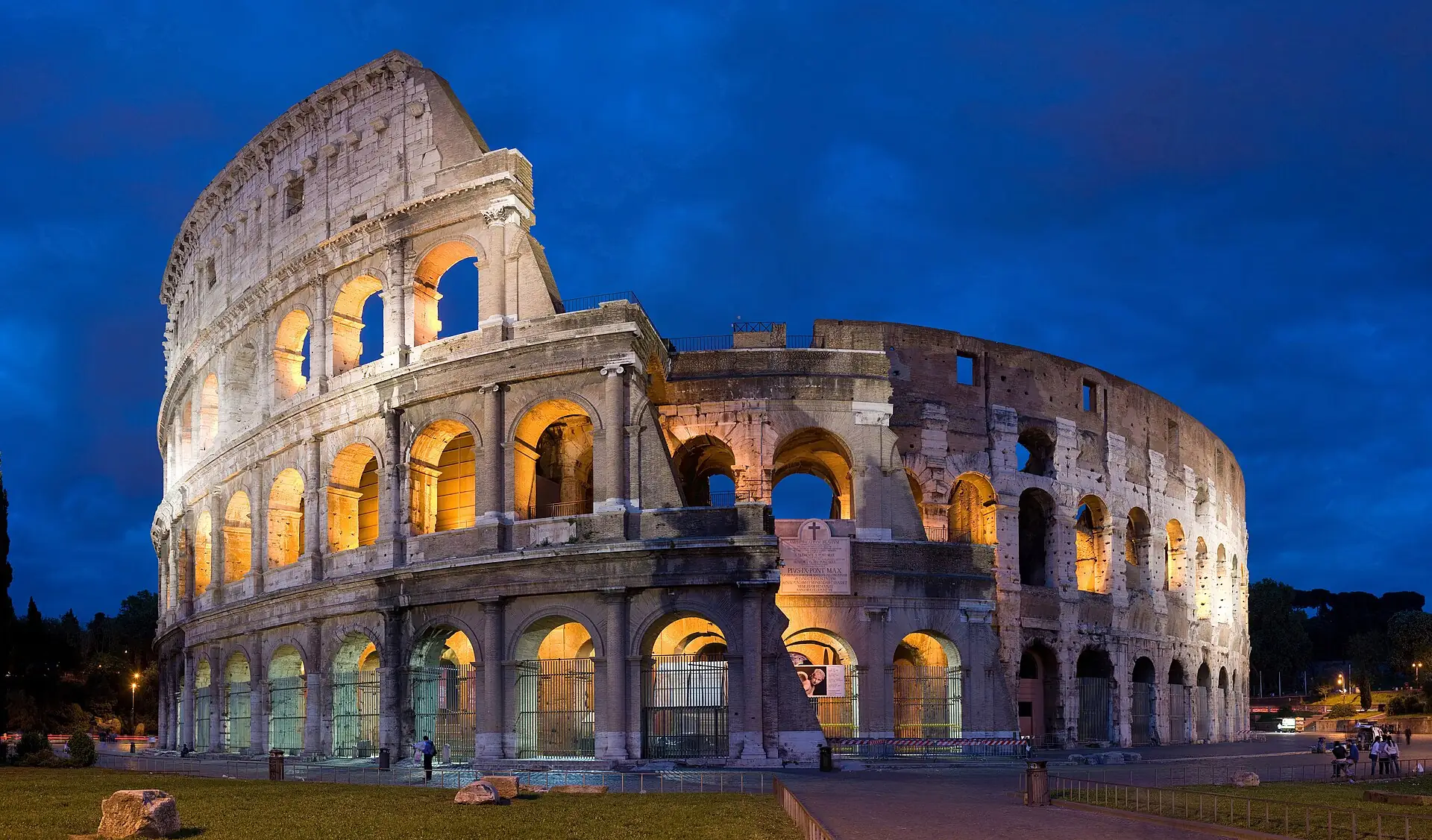 The Colosseum lit up at dusk